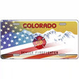 Colorado Firefighter Plate American Flag Novelty Metal License Plate 12" x 6" (LP)