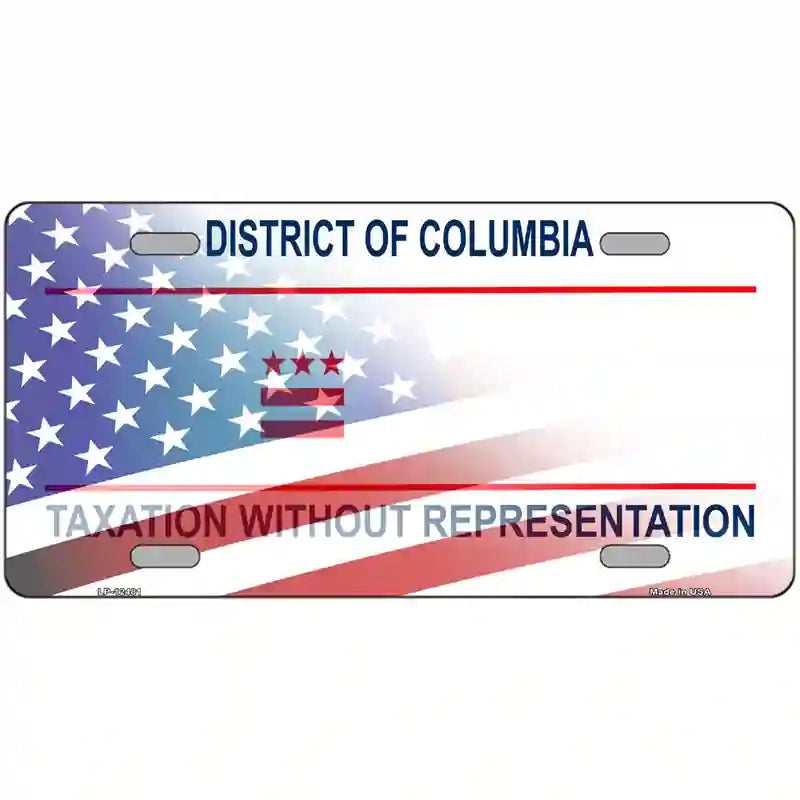 District of Columbia with American Flag Novelty Metal License Plate 12" x 6" (LP)