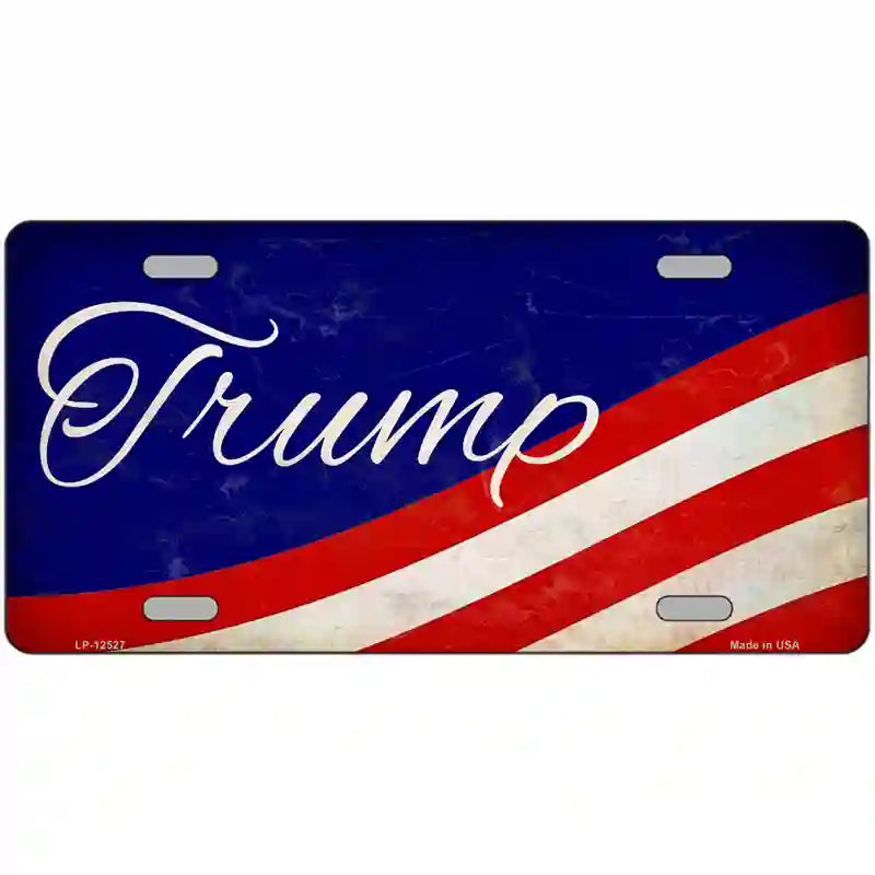 Trump on Waving Flag Novelty Metal License Plate 12" x 6" (LP)