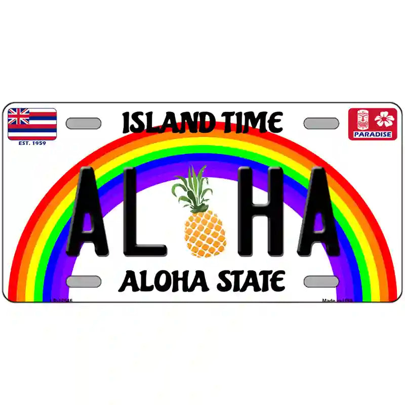 Aloha Pineapple Hawaii Novelty Metal License Plate 12" x 6" (LP)