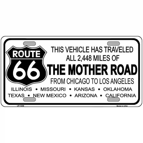 Route 66 Mother Road Novelty Metal License Plate 12" x 6" (LP)