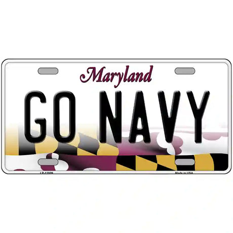 Go Navy Novelty Metal License Plate Tag 12" x 6" (LP)