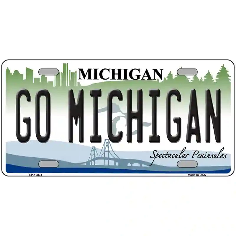 Go Michigan Novelty Metal License Plate 12" x 6" (LP)