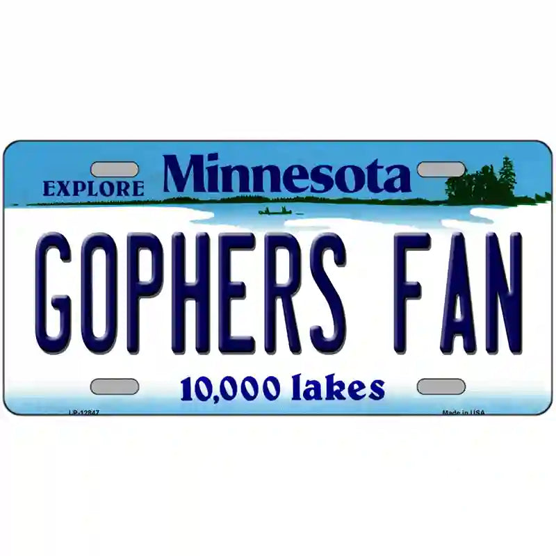 Gophers Fan Novelty Metal License Plate 12" x 6" (LP)