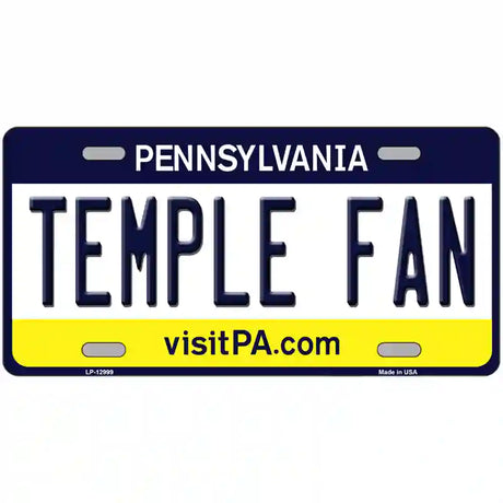 Temple Fan Novelty Metal License Plate 12" x 6" (LP)