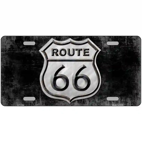 Route 66 Black & White Novelty Metal License Plate 12" x 6" (LP)