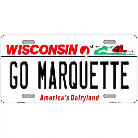 Go Marquette Novelty Metal License Plate 12" x 6" (LP)