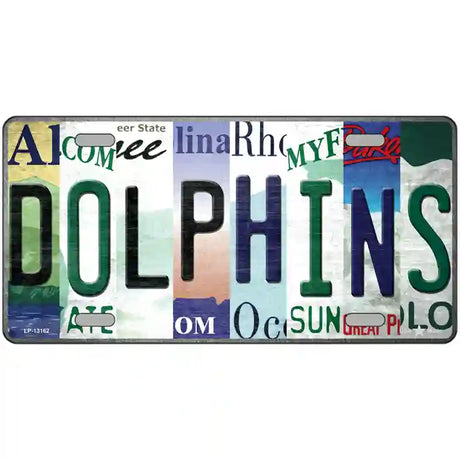 Dolphins Strip Art Novelty Metal License Plate Tag 12" x 6" (LP)