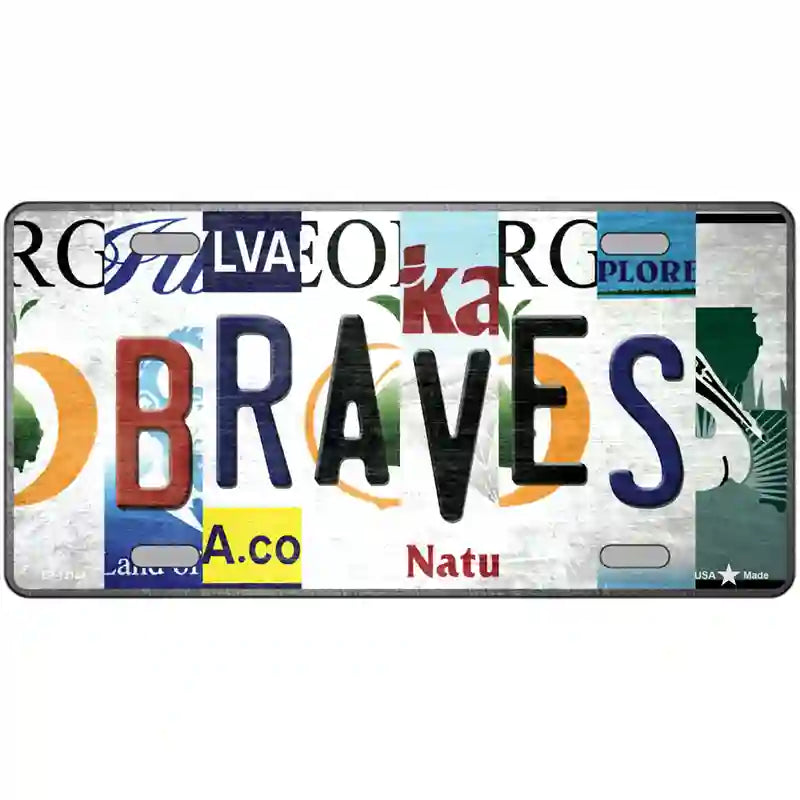 Braves Strip Art Novelty Metal License Plate Tag 12" x 6" (LP)