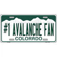 Number 1 Avalanche Fan Novelty Metal License Plate Tag 12" x 6" (LP)