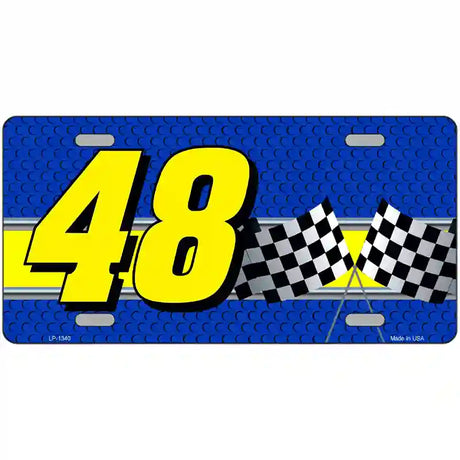 Racing #48 Checkered Flags Novelty Metal License Plate LP-1340