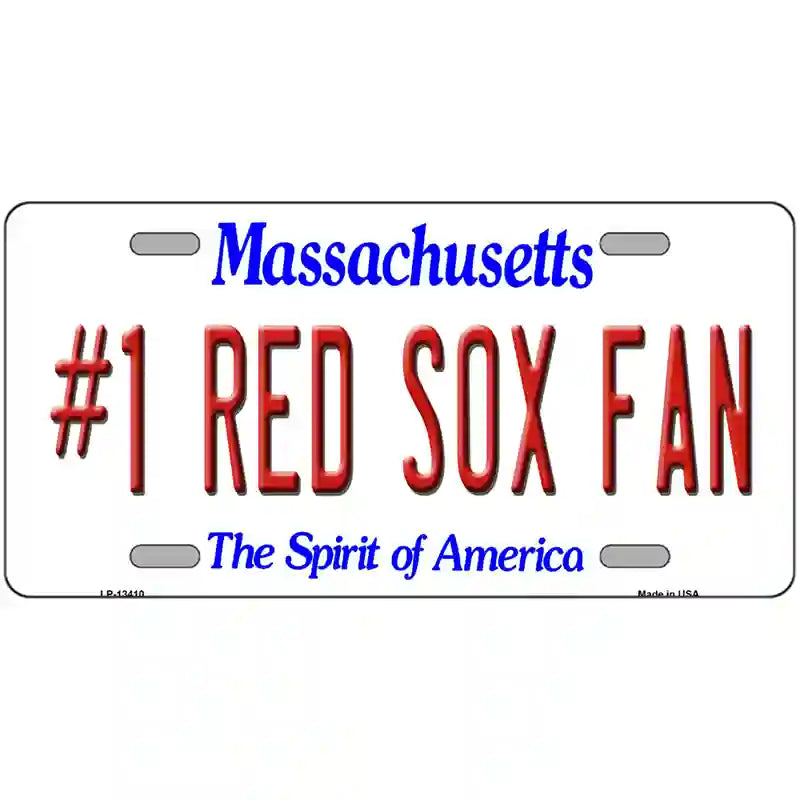 Number 1 Red Sox Fan Novelty Metal License Plate Tag 12" x 6" (LP)
