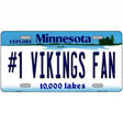 Number 1 Vikings Fan Novelty Metal License Plate Tag 12" x 6" (LP)