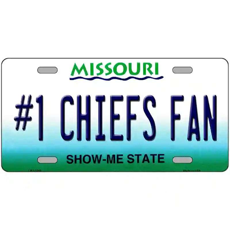 Number 1 Chiefs Fan Novelty Metal License Plate Tag 12" x 6" (LP)