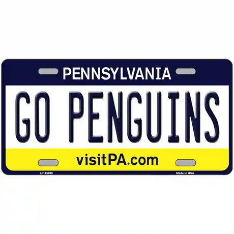 Go Penguins Novelty Metal License Plate Tag 12" x 6" (LP)