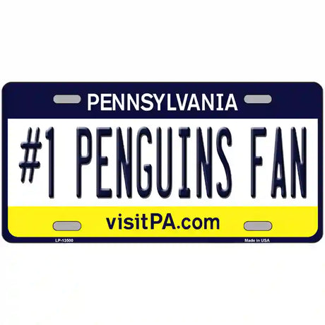 Number 1 Penguins Fan Novelty Metal License Plate Tag 12" x 6" (LP)