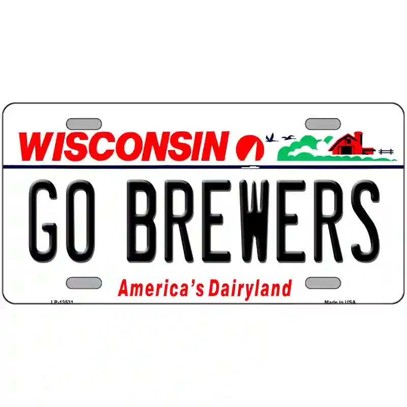 Go Brewers Novelty Metal License Plate Tag 12" x 6" (LP)