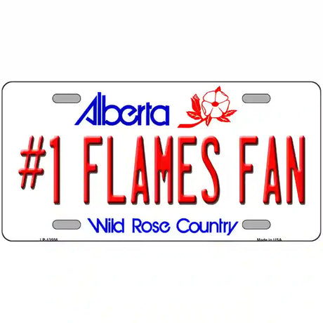 Number 1 Flames Fan Novelty Metal License Plate Tag 12" x 6" (LP)