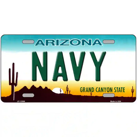 Navy Arizona Novelty Metal License Plate Tag 12" x 6" (LP)