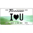 I Heart You Novelty Metal License Plate Tag 12" x 6" (LP)