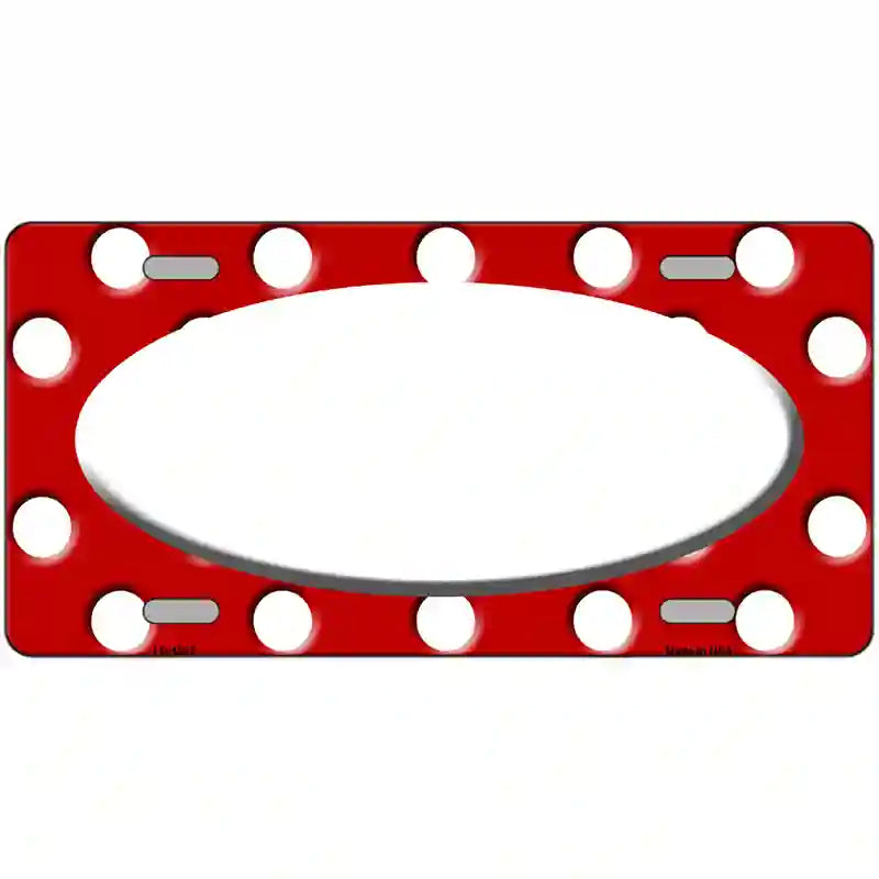 White Red Polka Dot Center Oval Metal Novelty License Plate