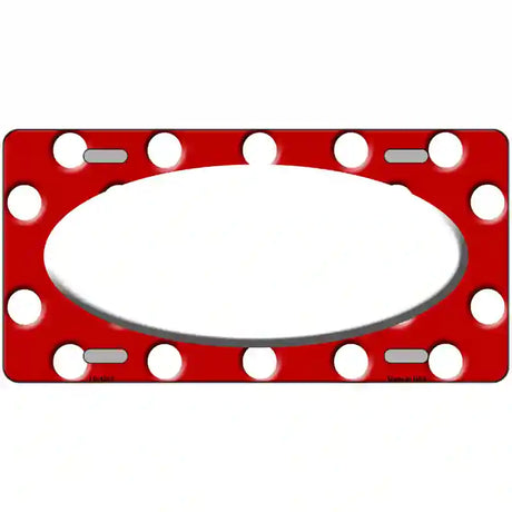 White Red Polka Dot Center Oval Metal Novelty License Plate 12" x 6" (LP)