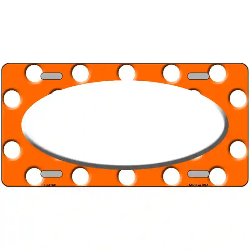 White Orange Polka Dots Center Oval Metal Novelty License Plate 12" x 6" (LP)