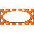 White Orange Polka Dots Center Oval Metal Novelty License Plate 12" x 6" (LP)