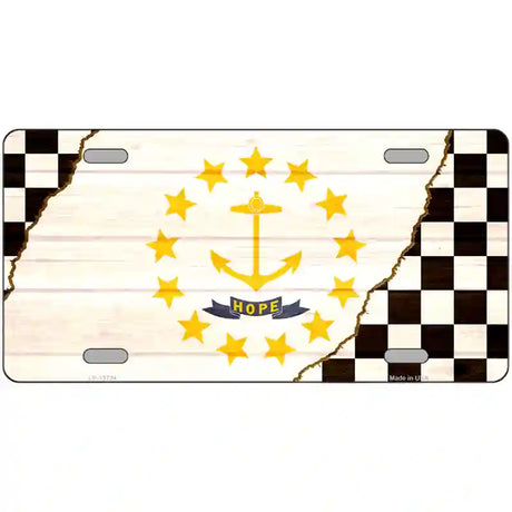 Rhode Island Racing Flag Novelty Metal License Plate Tag 12" x 6" (LP)