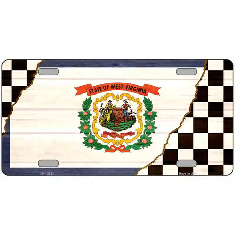 West Virginia Racing Flag Novelty Metal License Plate Tag 12" x 6" (LP)