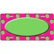 Lime Green Pink Polka Dot Lime Green Center Oval Metal Novelty License Plate 12" x 6" (LP)