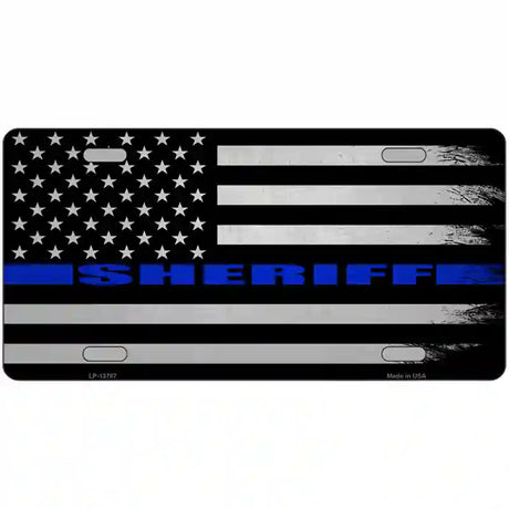 Sheriff Blue Flag Novelty Metal License Plate Tag 12" x 6" (LP)