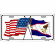 American Samoa USA Crossed Flags Novelty Metal License Plate Tag 12" x 6" (LP)