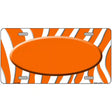 Orange White Zebra Center Oval Metal Novelty License Plate 12" x 6" (LP)