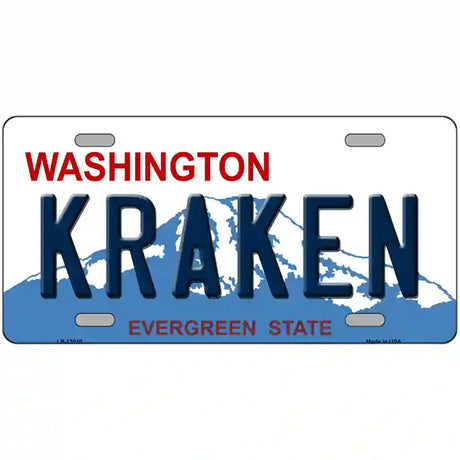 Kraken Washington Novelty Metal License Plate Tag 12" x 6" (LP)