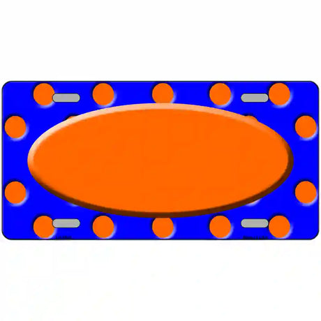 Orange Royal Blue Polka Dot Orange Center Oval Metal Novelty License Plate 12" x 6" (LP)