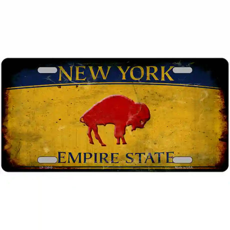 Red Buffalo NY Yellow Rusty Novelty Metal License Plate Tag 12" x 6" (LP)