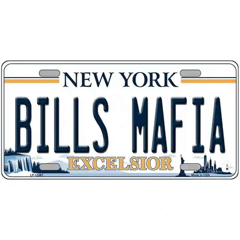 Bills Mafia NY Excelsior Novelty Metal License Plate Tag 12" x 6" (LP)