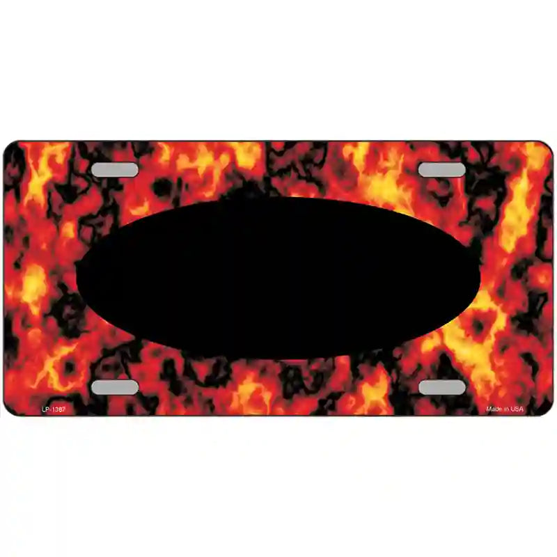 Fire Explosion With Black Center Oval Metal Novelty License Plate 12" x 6" (LP)