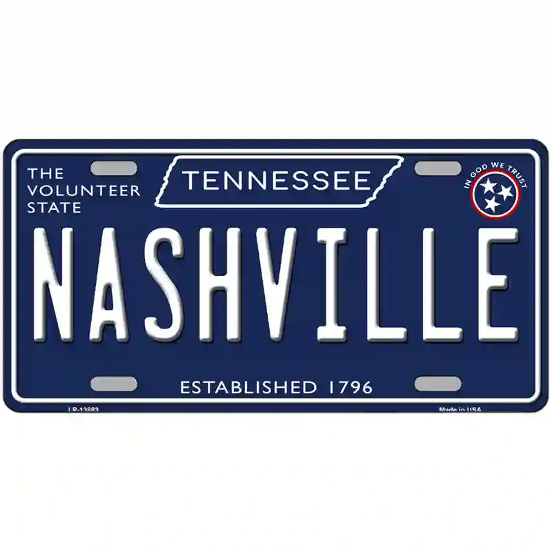 Nashville Tennessee Blue Novelty Metal License Plate Tag 12" x 6" (LP)