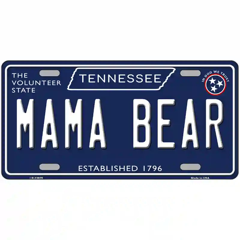 Mama Bear Tennessee Blue Novelty Metal License Plate Tag 12" x 6" (LP)