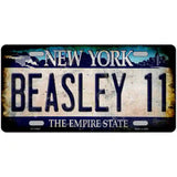 Beasley 11 New York Blue Novelty Metal License Plate Tag 12" x 6" (LP)