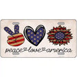 Peace Love America Novelty Metal License Plate Tag 12" x 6" (LP)