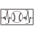 Baseball Heart Beat Novelty Metal License Plate Tag 12" x 6" (LP)