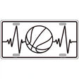 Basketball Heart Beat Novelty Metal License Plate Tag 12" x 6" (LP)