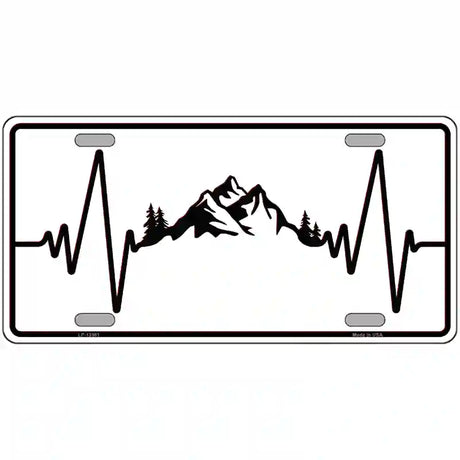 Mountains Heart Beat Novelty Metal License Plate Tag 12" x 6" (LP)