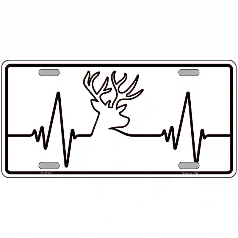 Deer Heart Beat Novelty Metal License Plate Tag 12" x 6" (LP)