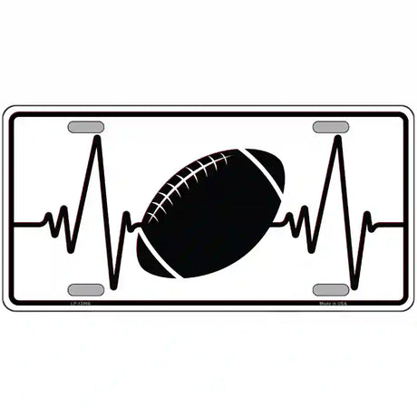 Football Heart Beat Novelty Metal License Plate Tag 12" x 6" (LP)