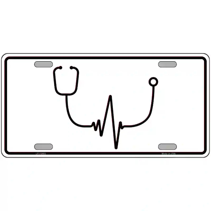 Stethoscope Heart Beat Novelty Metal License Plate Tag 12" x 6" (LP)