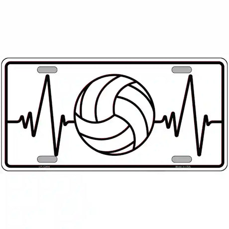 Volleyball Heart Beat Novelty Metal License Plate Tag 12" x 6" (LP)